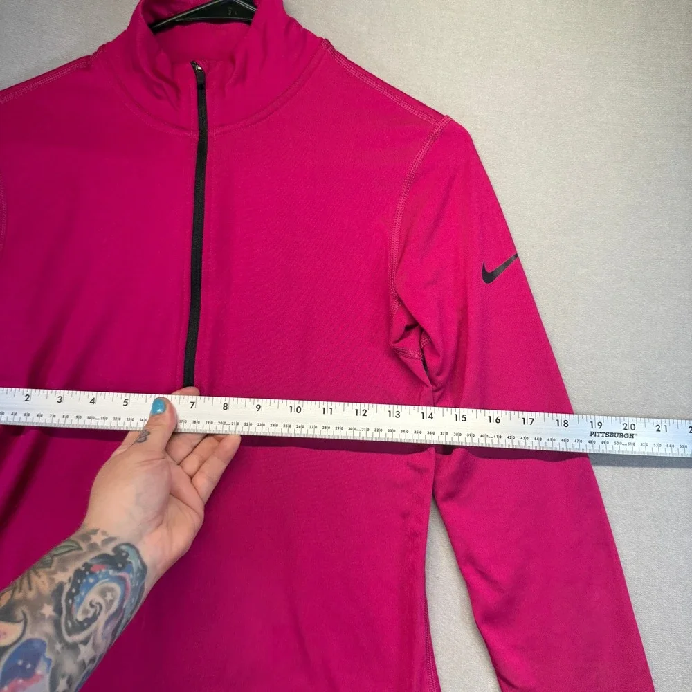 Nike Pro Dri-FIT Pullover Womens M Pink El Salvador Poly 1/2 Zip Thumbhole Top